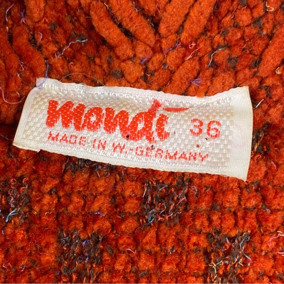 Vintage Mondi Rust Orange Textured Plush Cardigan Shawl Collar Size 36 - Picture 3 of 13